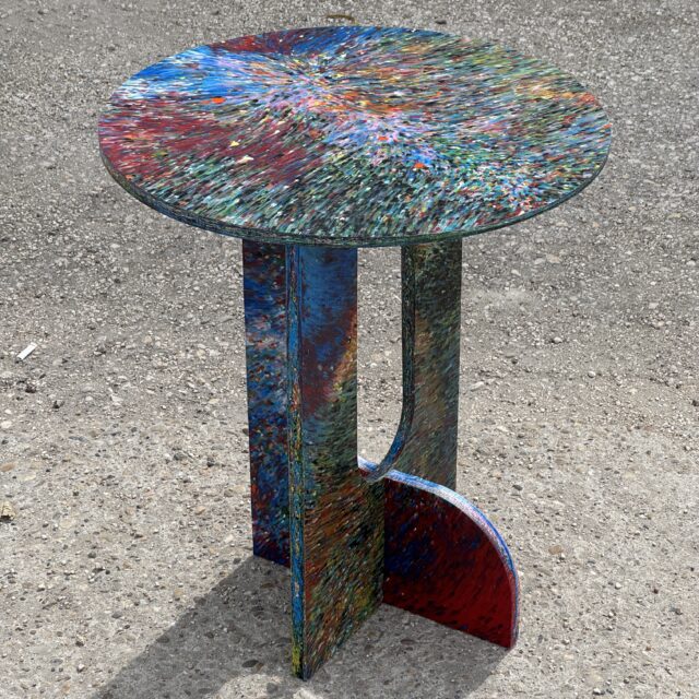 Recycled plastic table - Unique pattern - Limited edition - handcrafted flatpack furniture