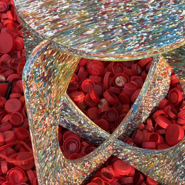 1. RE:Matter - Recycled plastic stool / side table / rainbow